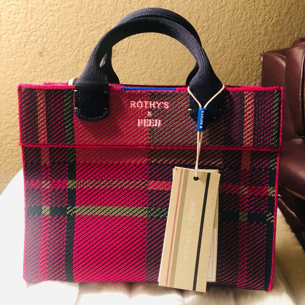 Rothy’s x Feed - Fuschia Plaid crossbody bag. EEUC. Tag removed and worn once.